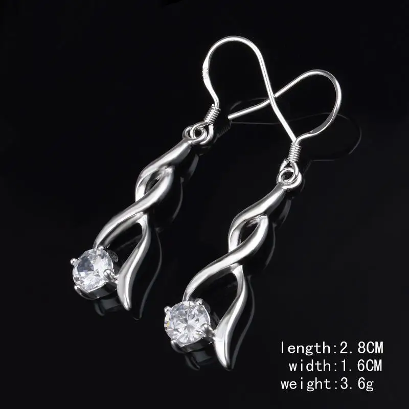 Модные Висячие серьги для женщин серьги цирконовые серьги 925 стерлингового серебра ювелирные изделия сережки Brincos Brinco Oorbellen подарок Ja303 - Окраска металла: Посеребренный