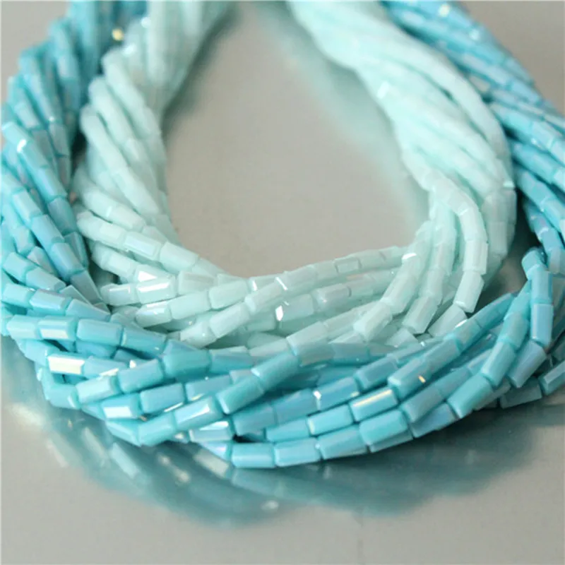 Керамические синие AB длинные кубические кристаллы россыпью бусины 4 мм x 2