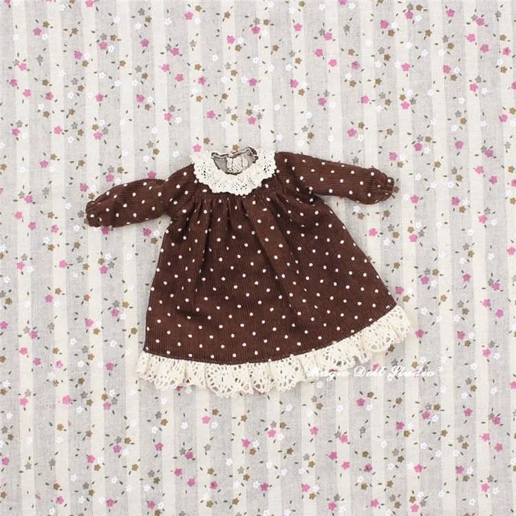 [MG386] Нер neoblythe одежда# вельвет с принтом в горошек платье для Блит Jerryberry Момоко наряд для куклы розничная
