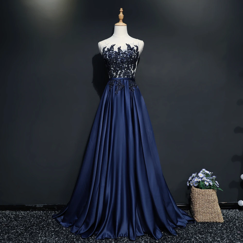 CEEWHY Robe De Soiree Кружева Бисероплетение размера плюс длинные вечерние платья невесты банкет Элегантные до пола Вечерние платья выпускного вечера синего цвета