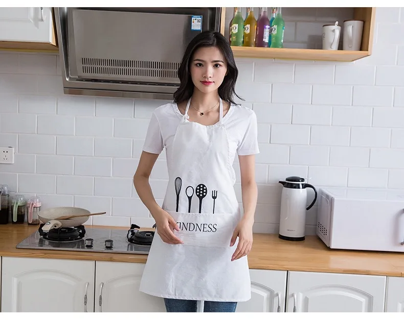 Фартук в скандинавском стиле из хлопка и льна Кухонный с принтом для взрослых