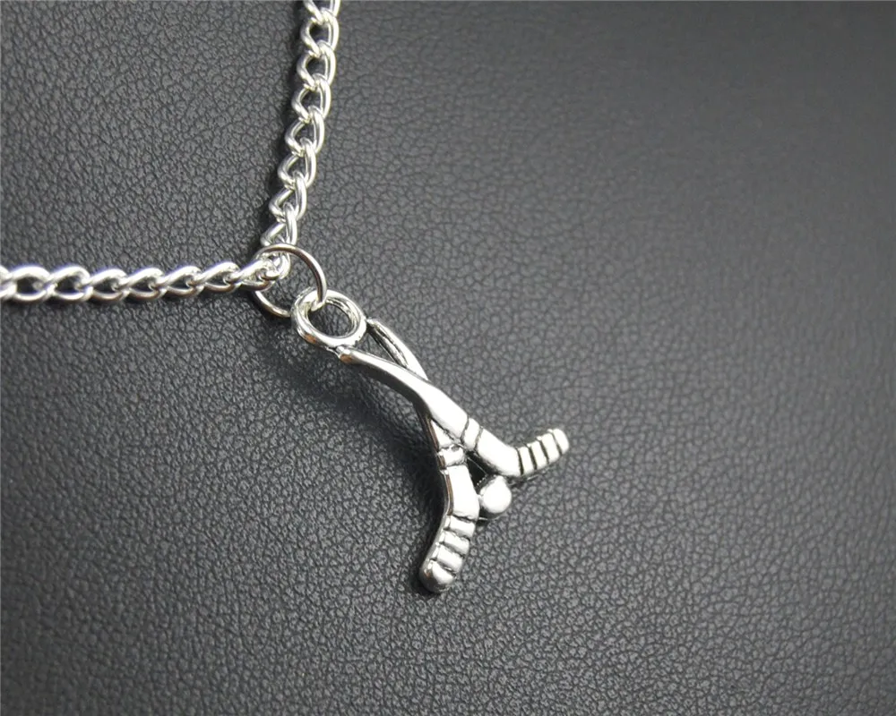 1 шт. хоккейные клюшки из металлического сплава кулон ожерелье Мода DIY ювелирные