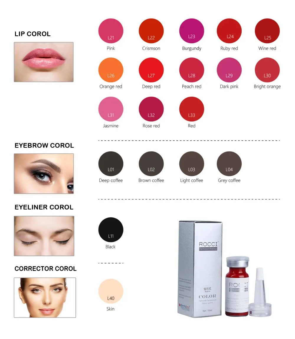 Полуперманентный макияж для бровей чернила Губ Линия глаз тату цвет
