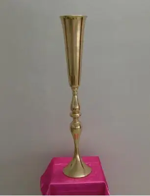 Новые Элегантные металлические 88 см высокие Сверкающие Золотые Свадебные вазы