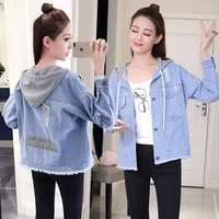 woman jacket spring 2019 new cowboy coat fashion hooded tops thin popular womens denim jackets youth clothing for women 1240