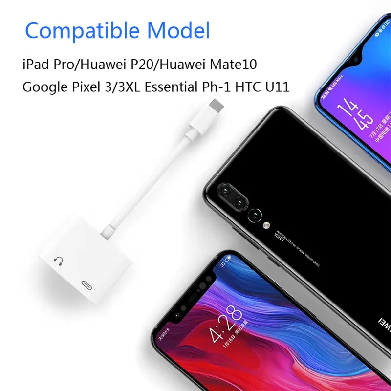 2 в 1 usb type C Мужской до 3,5 мм Женский стерео преобразователь для наушников ключ и зарядный адаптер для Google Pixel 3/3 XL iPad Pro
