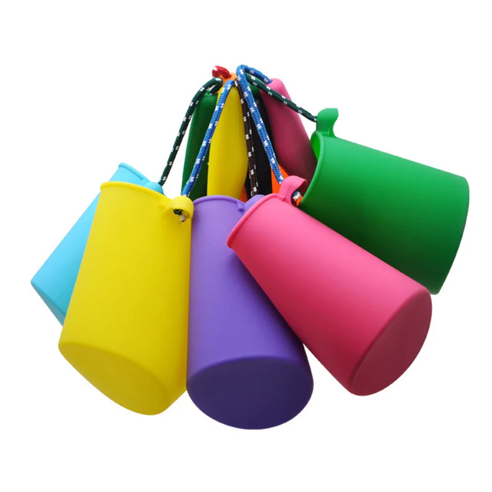 

6 Colors Beach Bucket Silicone Folding Hand-held Barrel Toy Baby Kids Shower Bath Toy Sand Dabbling Pour Water Toy