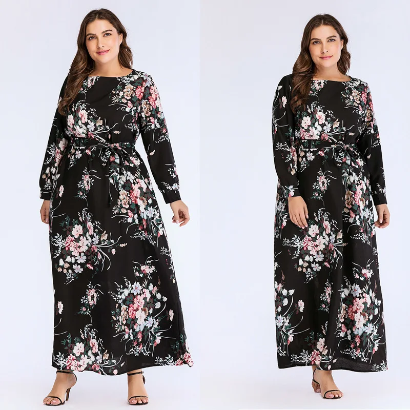 Женские офисные богемные платья макси с принтом летние пляжные длинным рукавом и