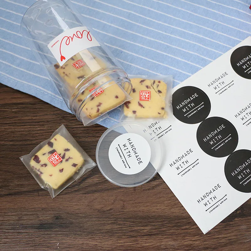 

600pcs Black and white "hand made" gift seal label stickers for Handmade Product Party Favor Gift Bag Candy Box Decor
