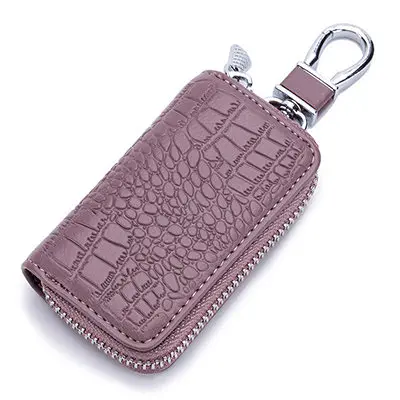 Purple Брелок Для мужчин Для женщин Key Holder Органайзер из натуральной кожи чехол кожа сумка ключи от машины бумажник ключница случае ключ мини сумка карты - Цвет: Purple