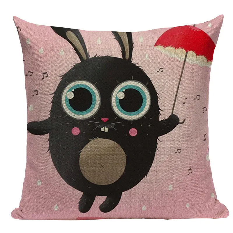 Симпатичная декоративная наволочка с милым пингвином совой хлопковая льняная