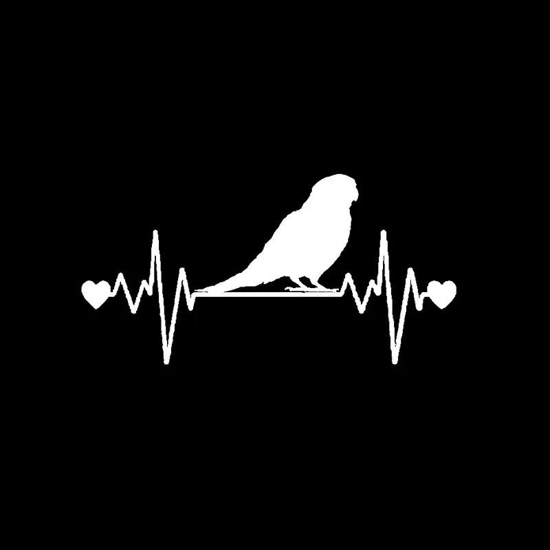 YJZT 16CM*8.1CM Fun Parakeet Lifeline Heartbeat Bird Vinyl Car Sticker Decal Black/Silver C11-1047 | Автомобили и мотоциклы