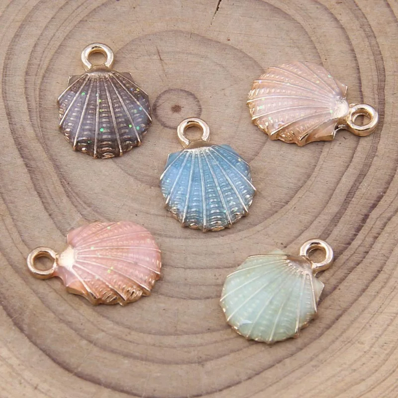

100pcs 18*13mm Color shell drop oil alloy pendant wholesale diy handmade bracelet jewelry accessories