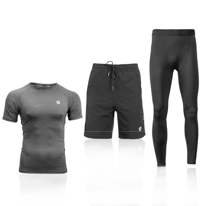 Three-piece set 2 ROCKBROS наборы для бега, мужские спортивные костюмы, быстросохнущие впитывающие пот спортивный костюм для бега, тренировок, тренажерного зала, фитнеса, тренировочные костюмы, наборы для бега - Цвет: Three-piece set 2