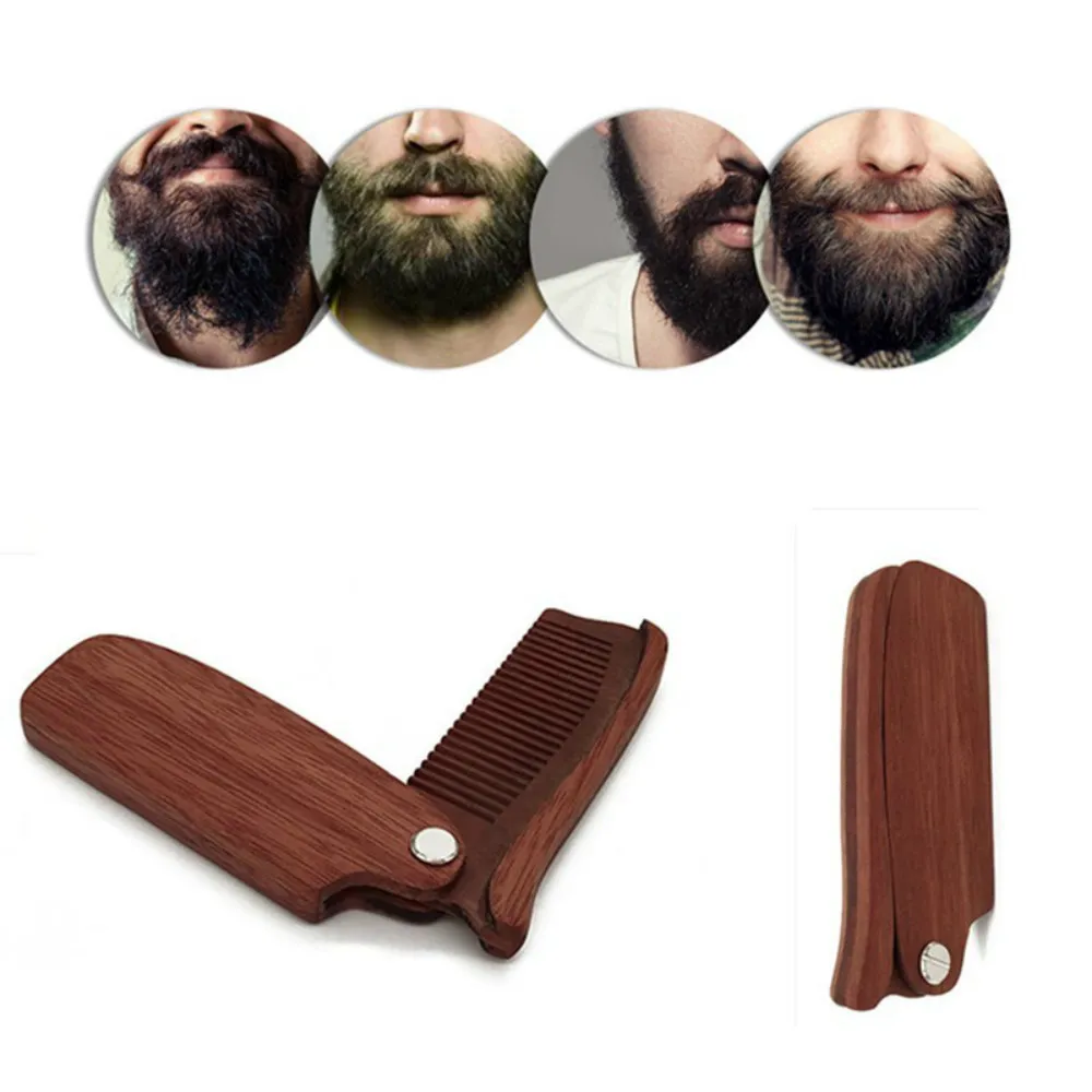 

New Men's dedicated Portable wood folding comb set Mini pocket comb beard care tool Beard styling tool