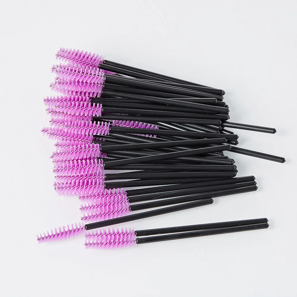 50/100 шт одноразовые щеточки с тушью для ресниц Аппликатор палочки, удлинительные ресницы щетки и гребни для волос силикон, кисти для макияжа инструменты Розовый