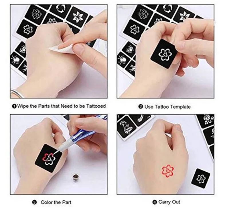 291 штук временные трафареты для татуировки 20 листов мальчиков и девочек блеск