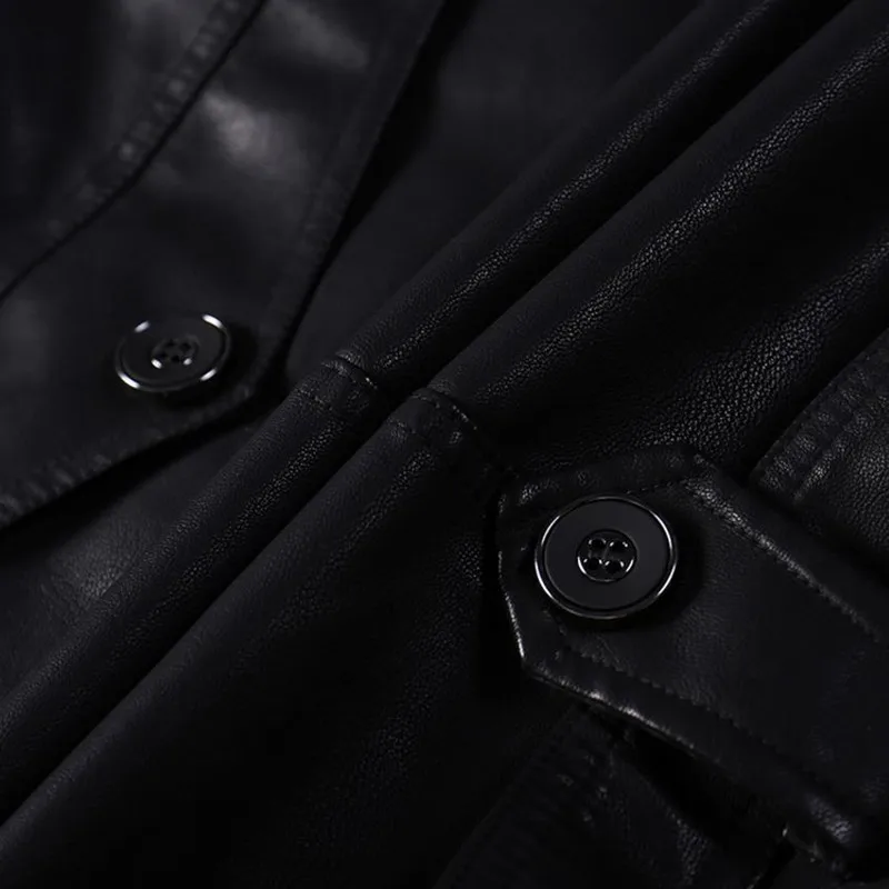 

Nice New Men Winter Jacket PU Leather Motorcycle Jacket Men Long Coat Jacket Overcoat Fashion