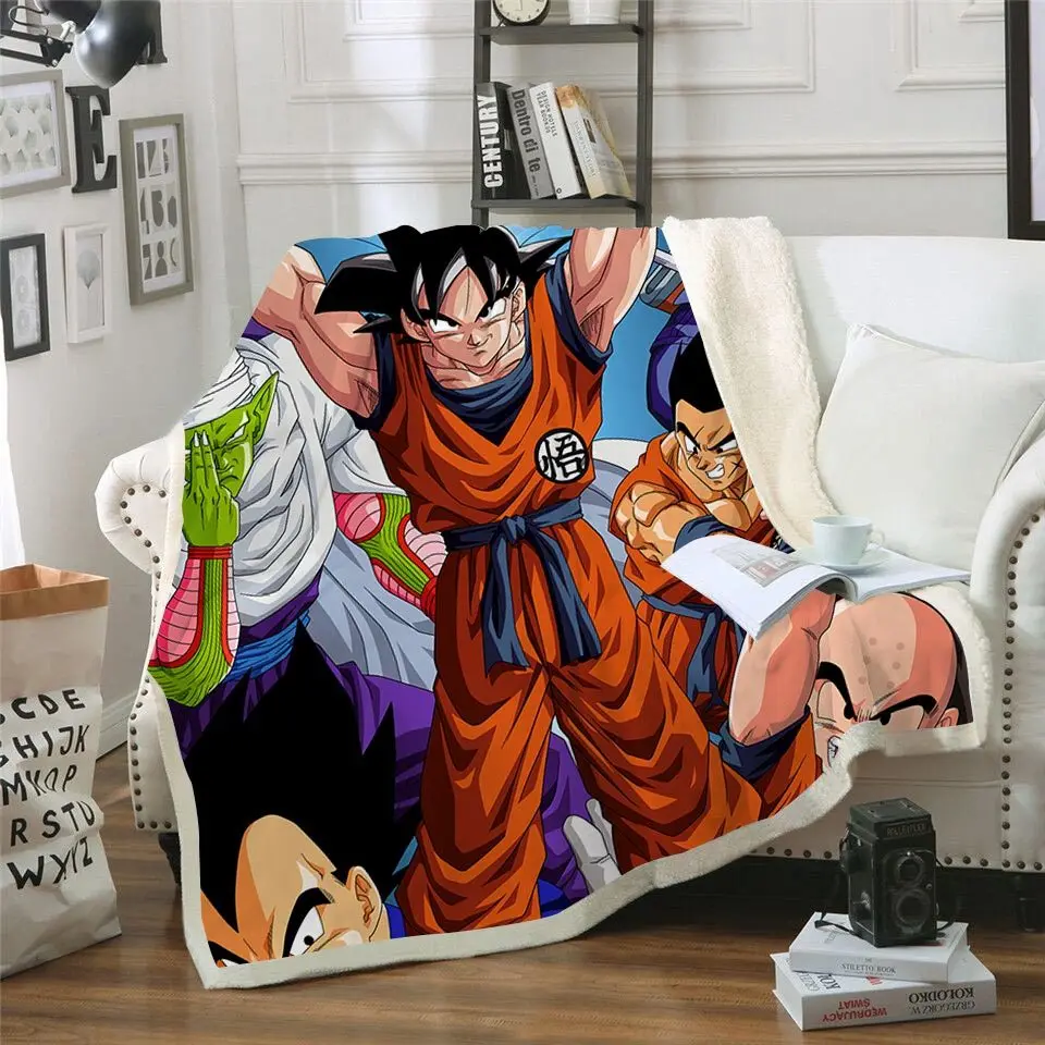 Аниме Dragon Ball победы печатных бархат Плюшевые откидное покрывало для детей обувь девочек одеяло на искусственном меху путешествия диване Стёганое одеяло крышка - Цвет: BZ124C