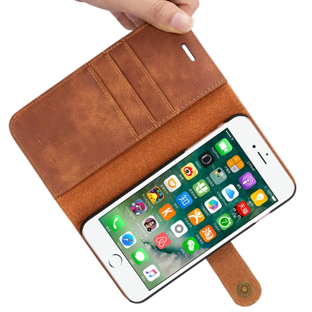 TANZ Luxury 2in1 Wallet Leather Phone Case For iPhone 6 6s 7 plus 5 5s Detachable Magnetic Cover Multi-function Card Holder |