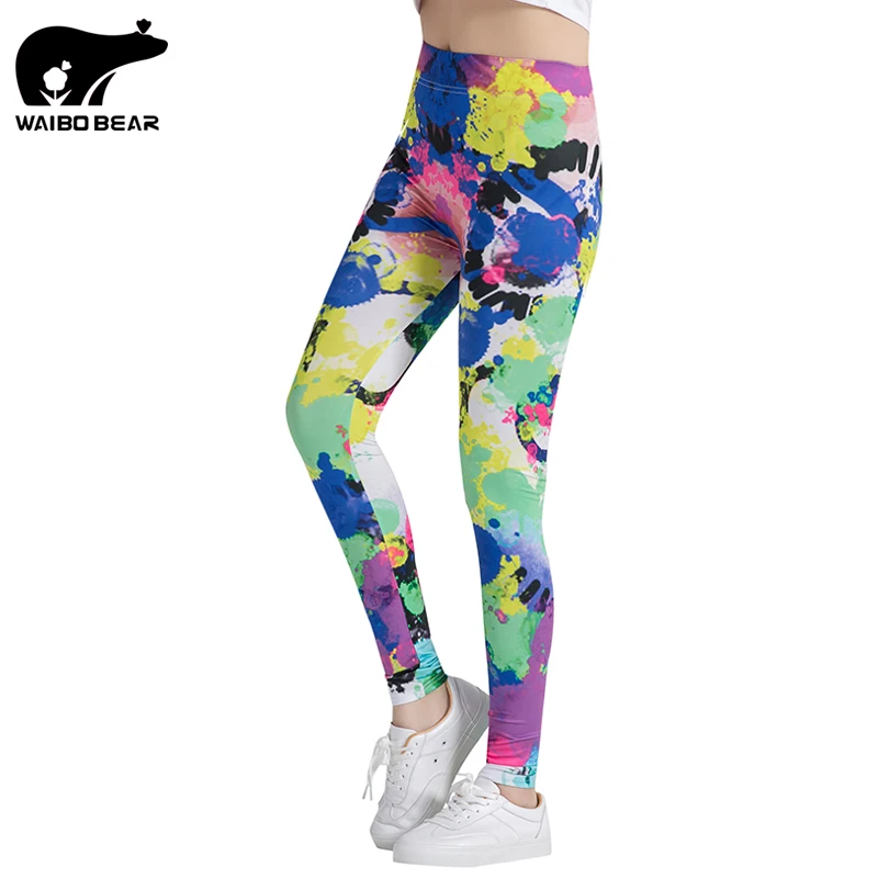 Модные женские леггинсы с принтом брызг чернила сексуальные штаны высокой