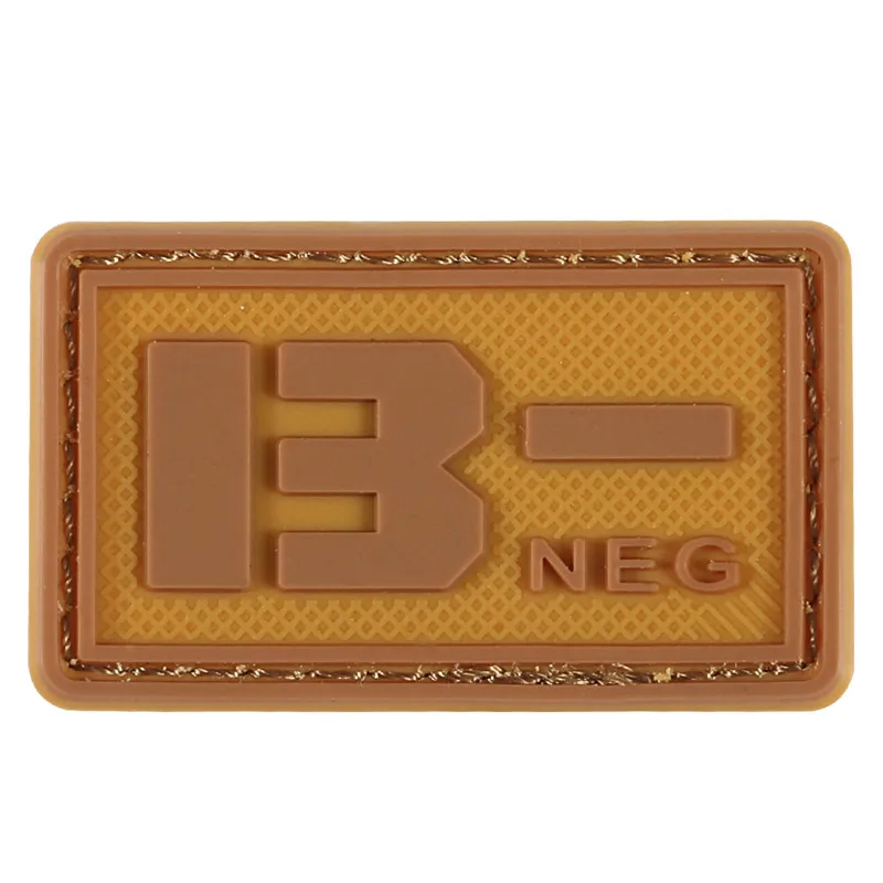 Khaki B Negative 21 Светящийся ПВХ значок тактика A+/B+/-O+/AB+/A-/B-/O-/AB-type кровяного типа, дополненный военный значок резиновая куртка - Цвет: Khaki B Negative 21