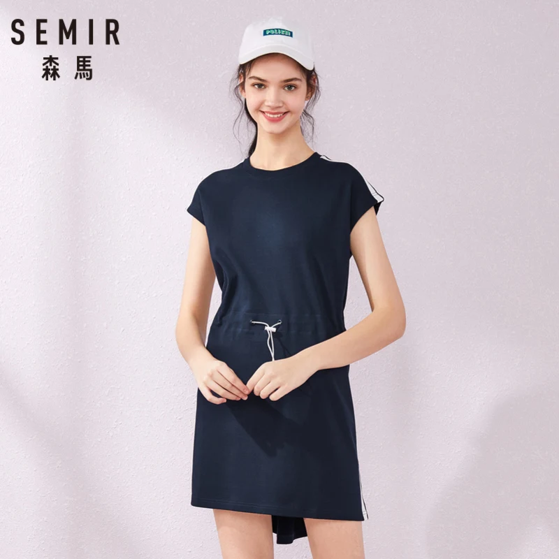 Женское трикотажное платье SEMIR черное без рукавов в Корейском стиле лето