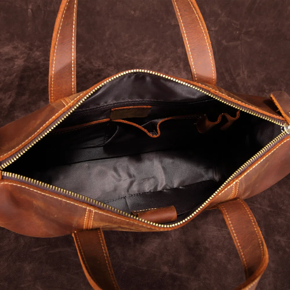 Ретро кожаный мужской большой портфель сумка для ноутбука Crazy Horse Skin 13 дюймов