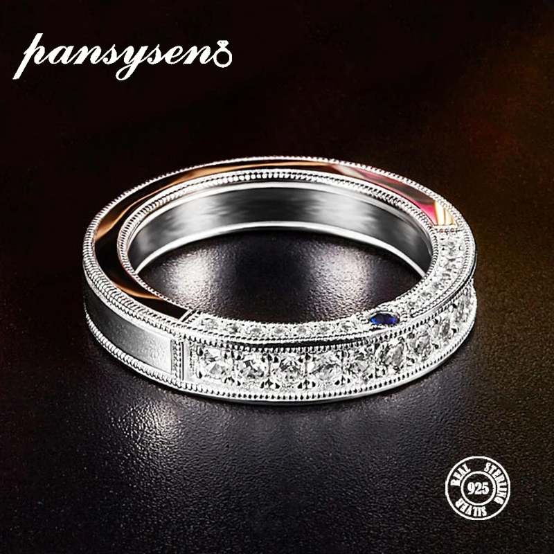 PANSYSEN, подлинное, 925 пробы, серебряное, классическое, круглое, обручальное кольцо на палец для женщин и мужчин, новые роскошные свадебные кольца