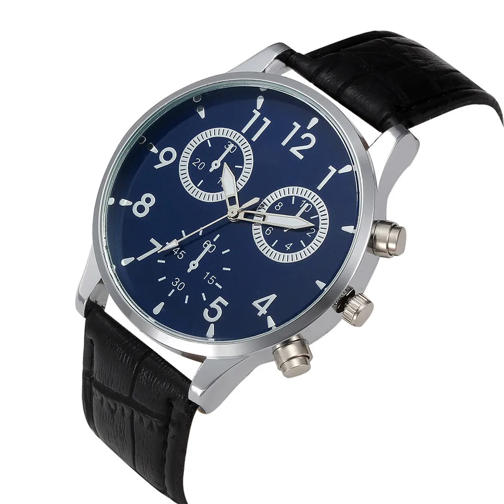 #5029 Ретро дизайн кожаный ремешок аналог кварцевый сплав наручные часы Прямая