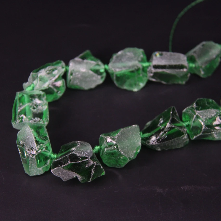 Натуральный зеленый кристаллический самородок 15 5 &quot/нитка необработанные