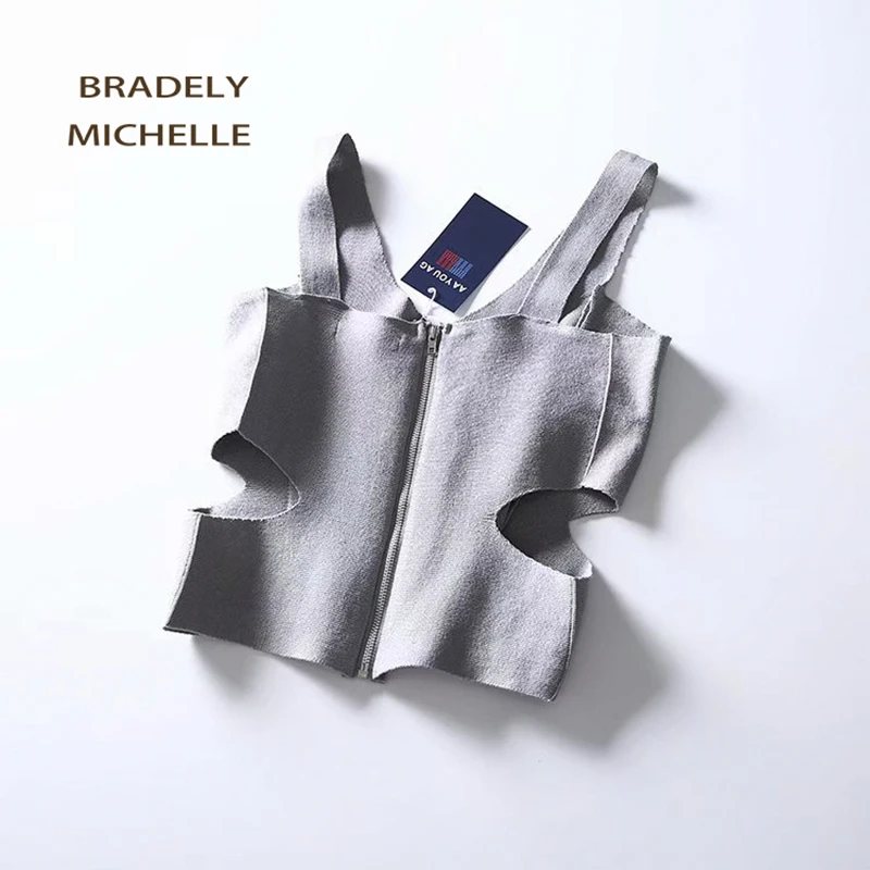 BRADELY MICHELLE/Женская сексуальная майка без рукавов на молнии сзади с выемкой женский