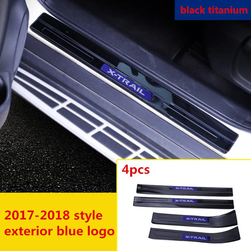 blue logo Для Nissan X-trail X trail T32- Добро пожаловать педаль refires порога полосы части порога Царапины защита автомобиля аксессуары - Цвет: blue logo
