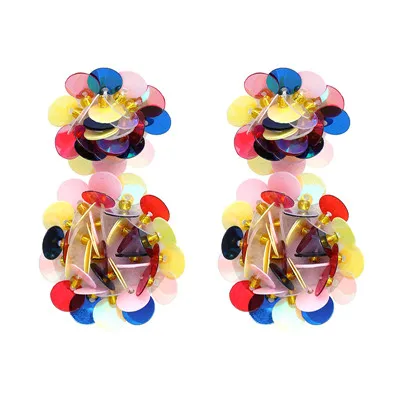 Multicolor JURAN популярный бренд карамельный цвет длинные модные серьги для женщин блестящий кулон блестки цветы большие массивные серьги Свадебные украшения - Окраска металла: Multicolor