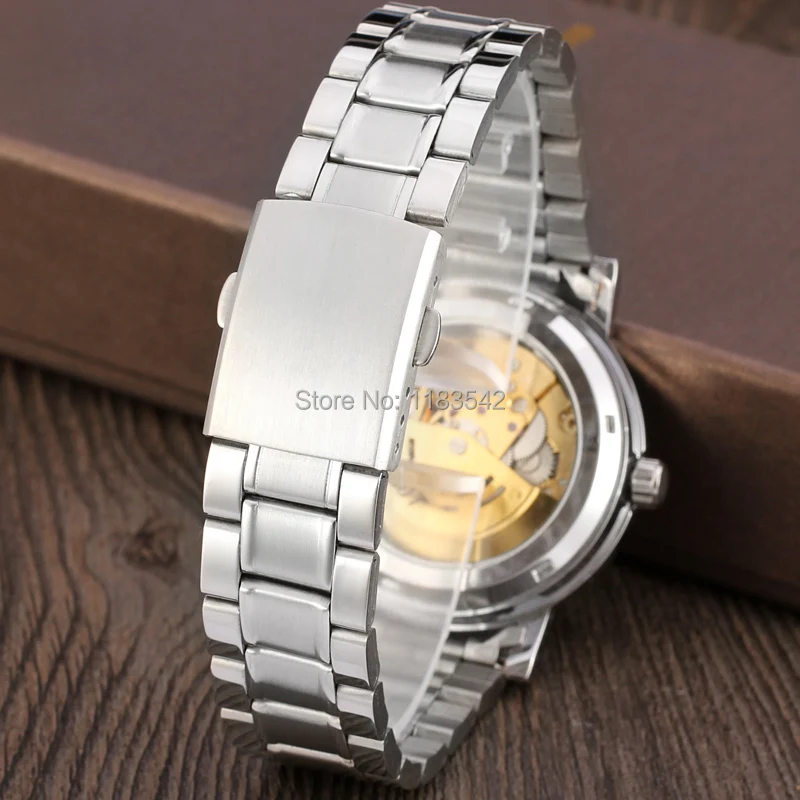 Автоматические Модные наручные часы WINNER WRG8028M4S2 серебряные с браслетом из