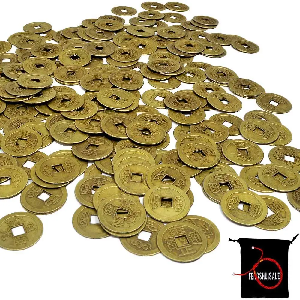 100 шт фэн шуй 1 дюйм китайские Фортуны монеты I Ching удачи монеты|Статуэтки и