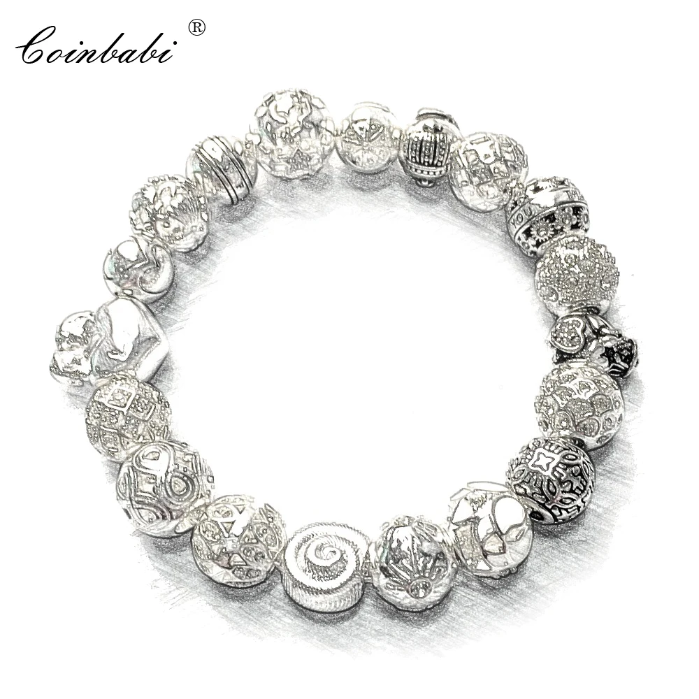 Модные бусины BraceLink цепи 925 Стерлинговое Серебро модный подарок Europe Стиль Карма