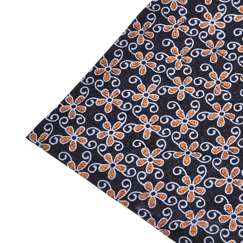 A4 21x29cm Flower Pattern Glitter Synthetic Leather Fabric For Bows Bags Sewing Craft DIY Decoration | Дом и сад