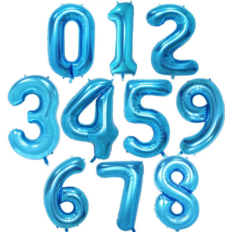 solid blue 40 дюймов 0-9 розово-золотые шары из фольги в виде цифр Большие Гелиевые Шары с цифрами украшения для свадьбы дня рождения Baby Shower вечерние поставки - Цвет: solid blue