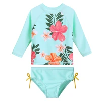 baohulu print cyan baby girl swimsuit long sleeve girls swimwear upf50 uv protective sunblock children bathing swimming suits