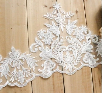 

Wide 23CM Exquisite Glass Yarn Milk Silk Water Soluble Embroidery Lace Fabric Wedding Dress Stitching Accessories