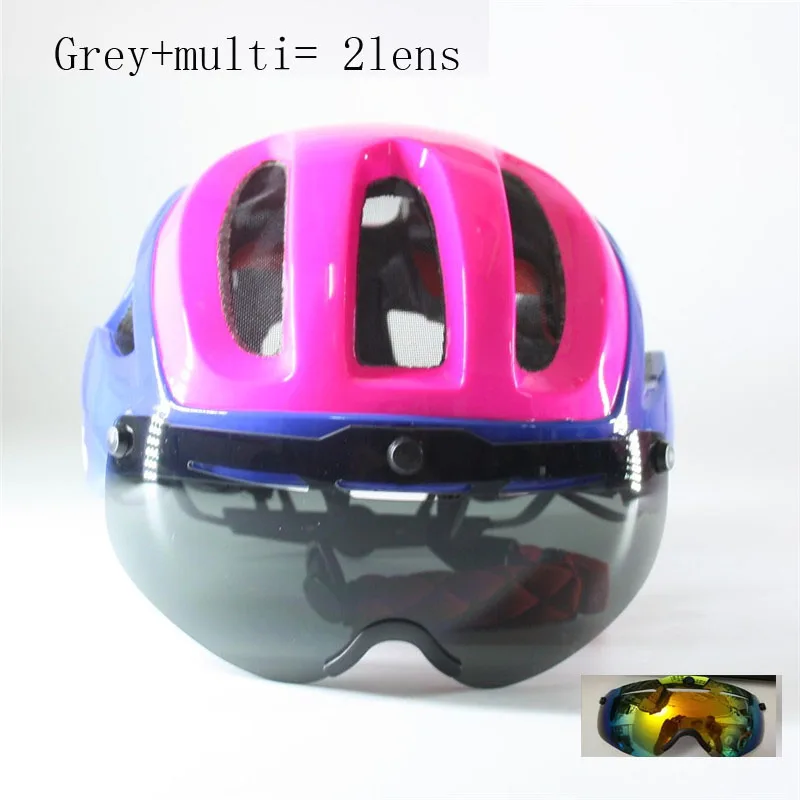 sw pink in 2 lens Scohiro, велосипедный шлем, 3 линзы, козырек, солнцезащитные очки, MTB, горная дорога, велосипедный шлем, шлем, Cascos, Ciclismo, велосипедный шлем для взрослых - Цвет: sw pink in 2 lens