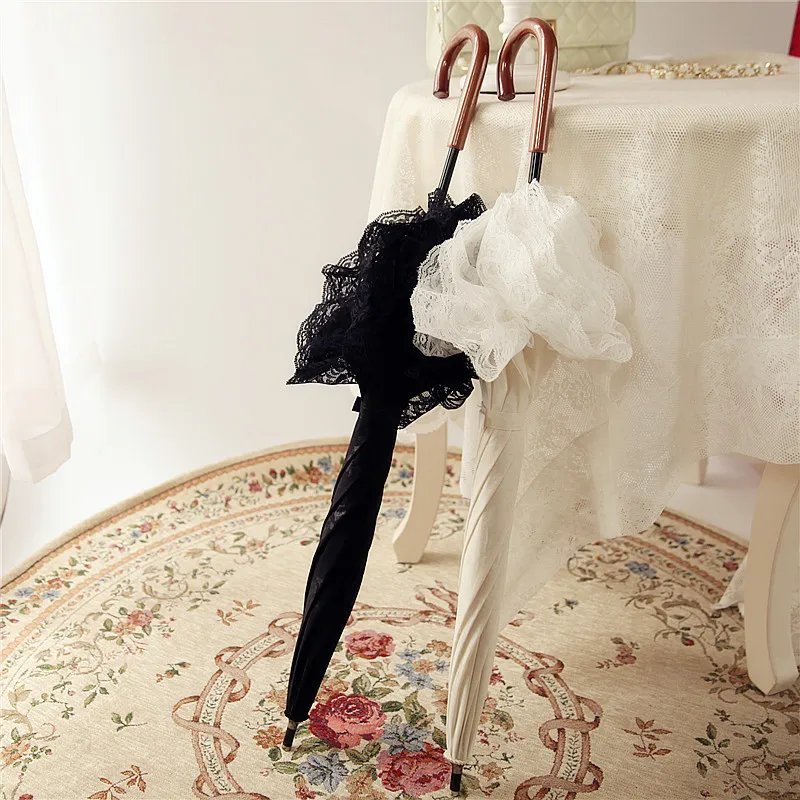 Белые кружевные складные зонты карманный зонтик для женщин солнечный и