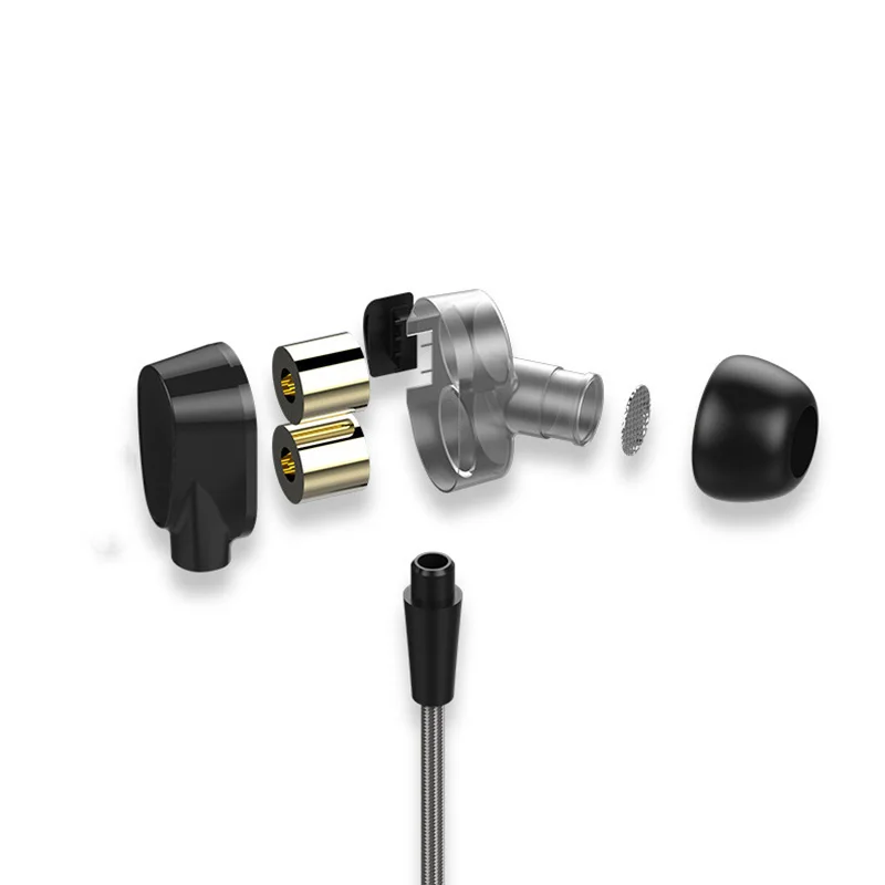 RUKZ S2 двойные динамические и Динамик Hi Fi наушники с микрофоном для смартфонов