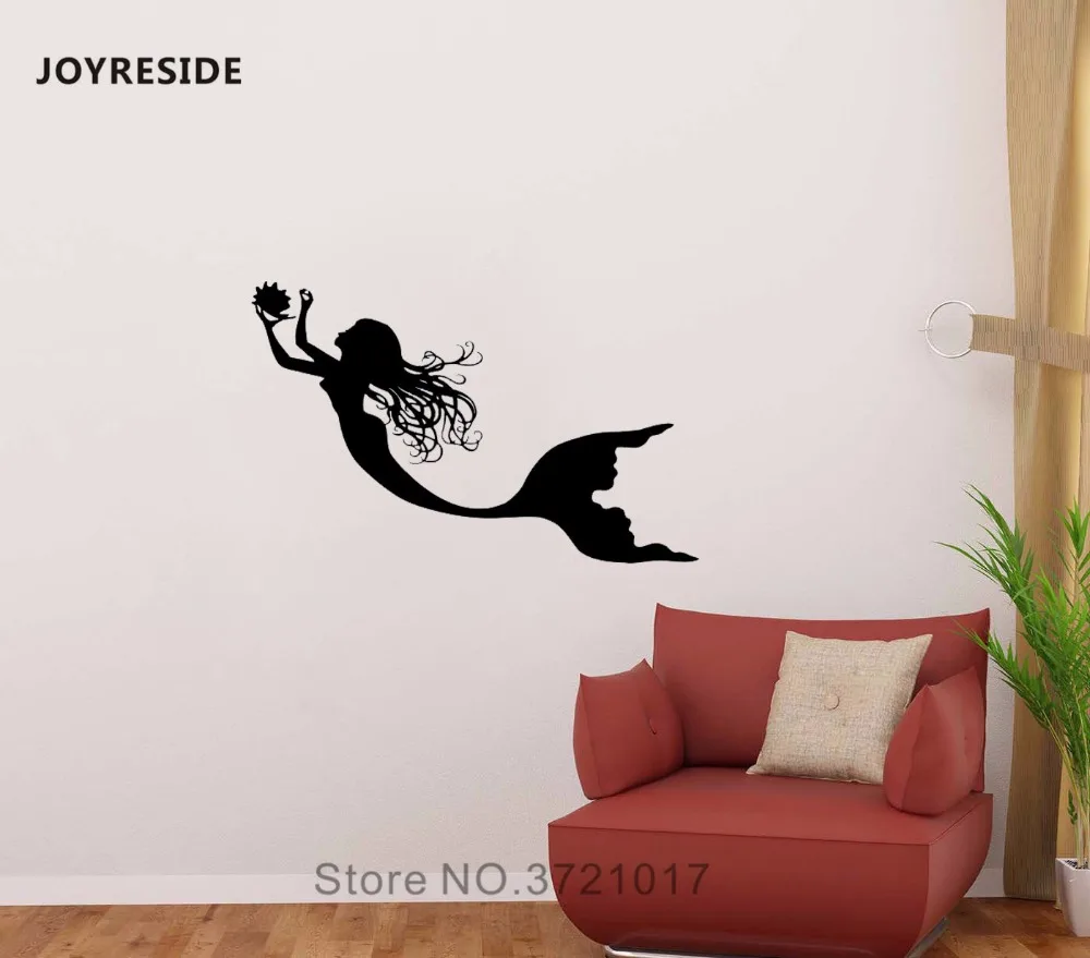 Joysebe Русалочка настенная Nymph девушка хвост море животное Наклейка Виниловые