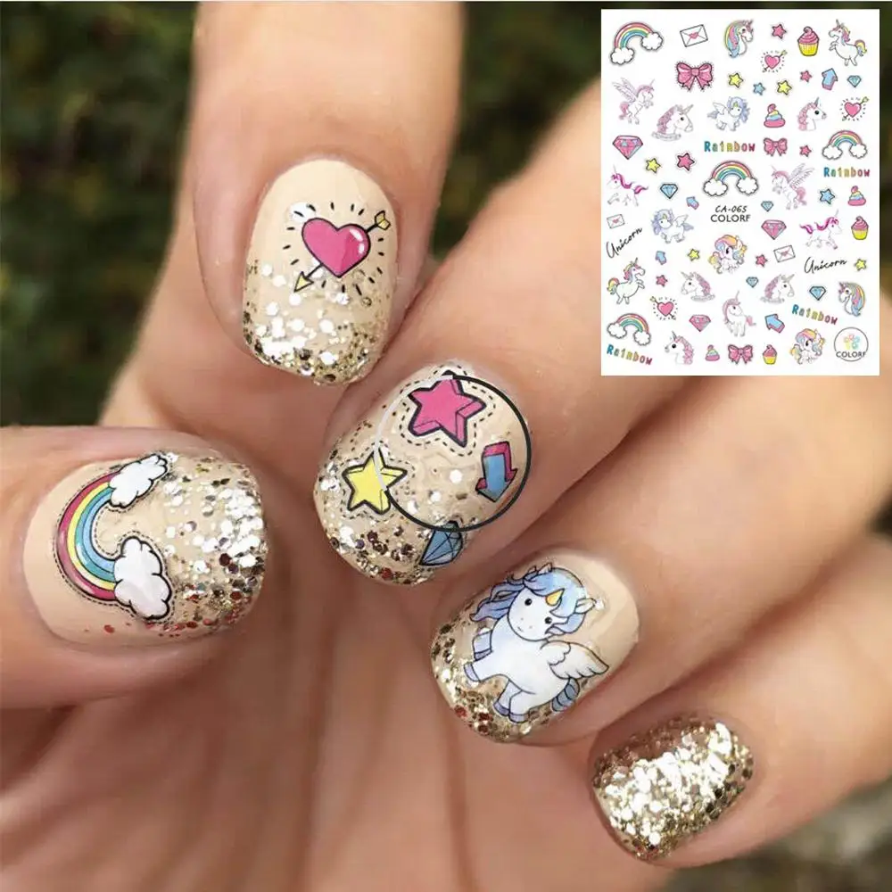 Единорог для украшения ногтей шаблон самостоятельной сборки с рисунком в виде
