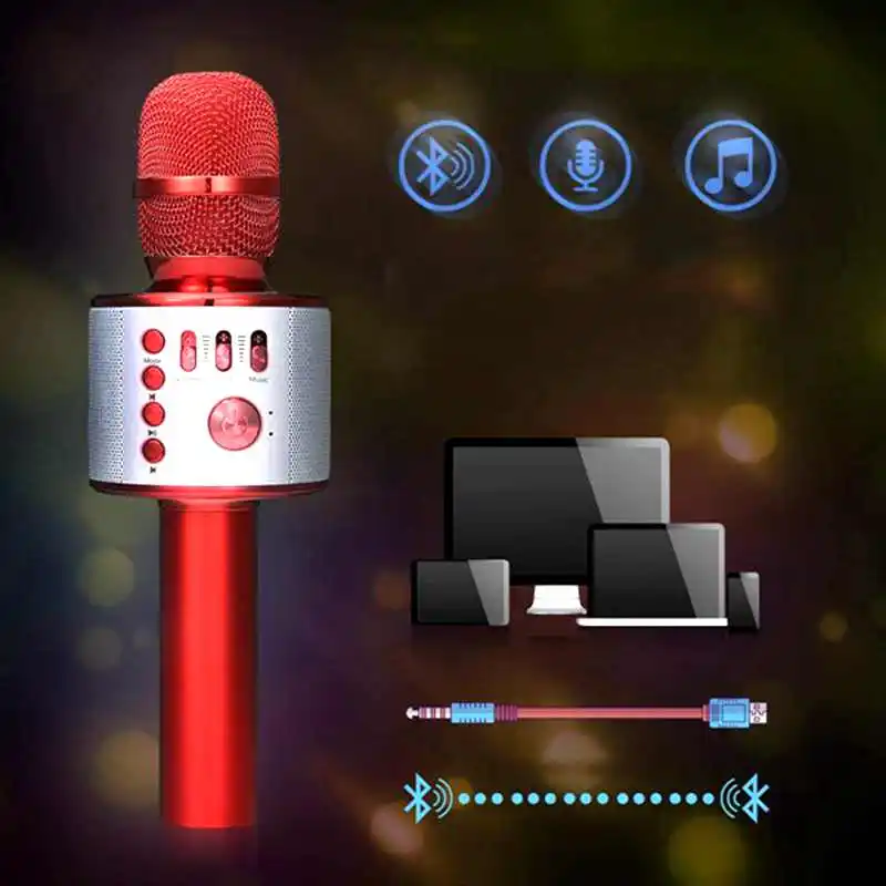 Bluetooth караоке микрофон Портативный Динамик беспроводной для смартфона планшета