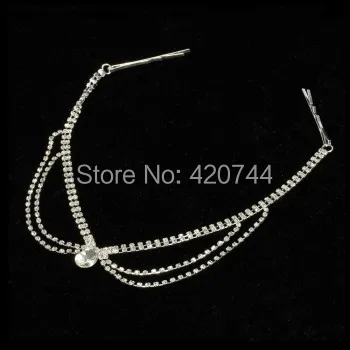 Женская повязка на голову 3 шт. цепочка для волос лоб с заколкой стразы из