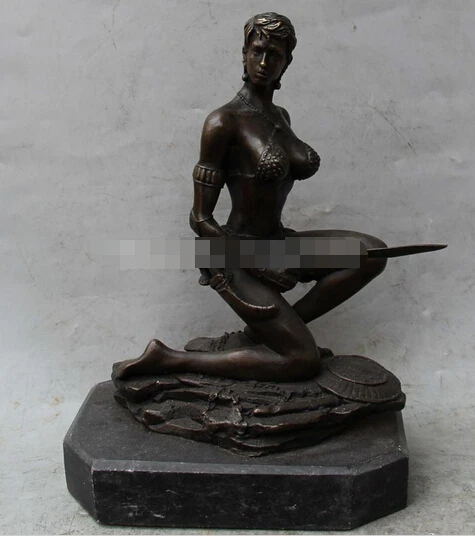 WBY---410+++10&quotChina Western Bronze Marble Sexy Belle Girl Lady War Sword Warrior Art Statue | Дом и сад