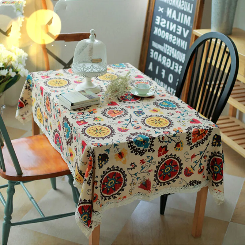 Скатерть из хлопка и льна накидка на стол с изображением взрыва в национальном